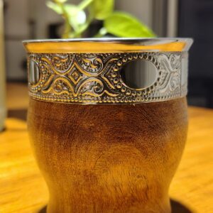 Mate hornero liso acero algarrobo abstracto